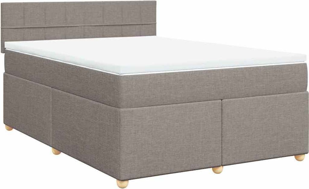 vidaXL Boxspringbett mit Matratze Taupe 140x190 cm Stoff
