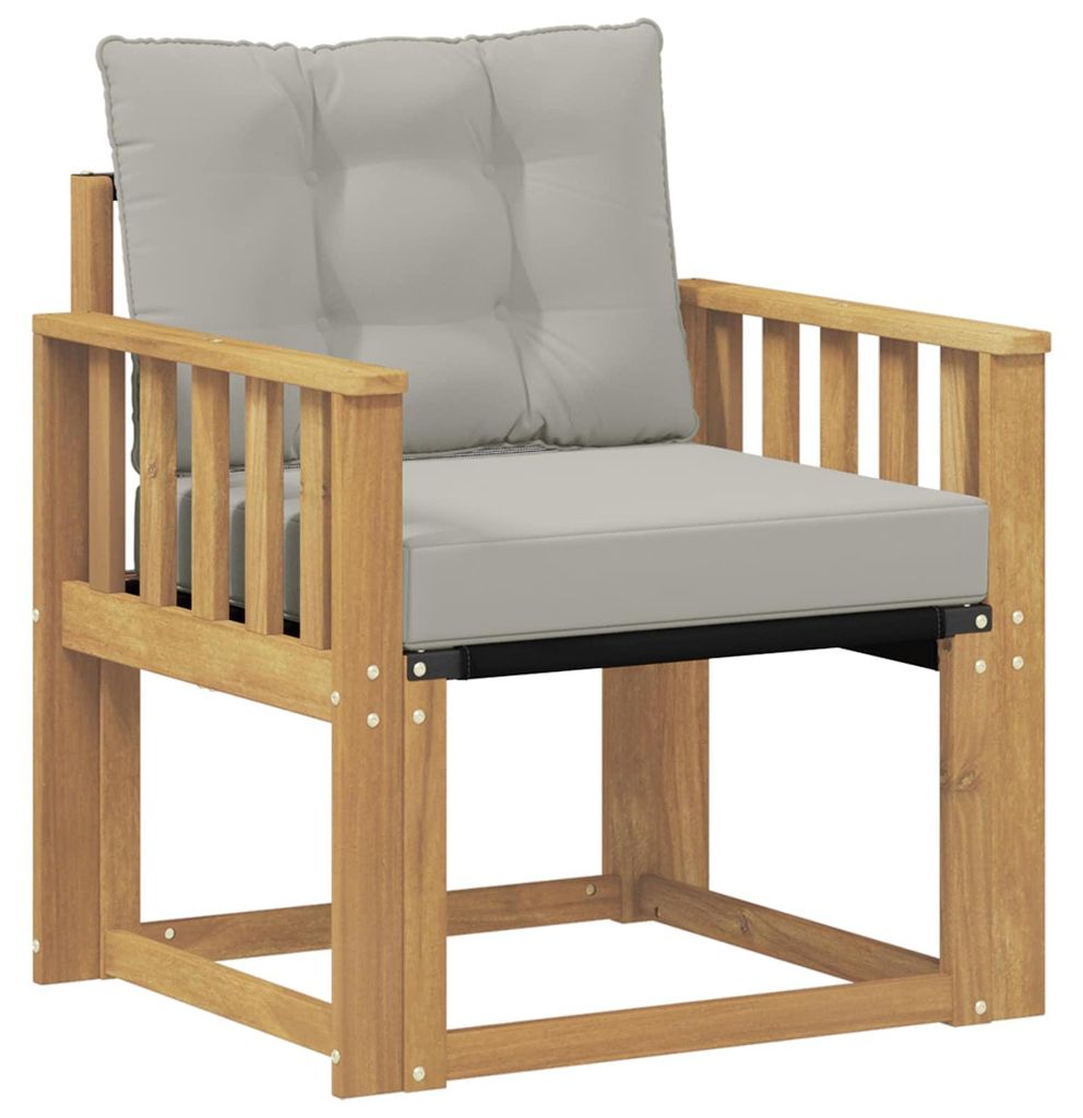 “2026 Modern“ Braun Outdoor-Sofa Massives Akazienholz und Textilene Weiß - Designermöbel 76368 - Gartensofas