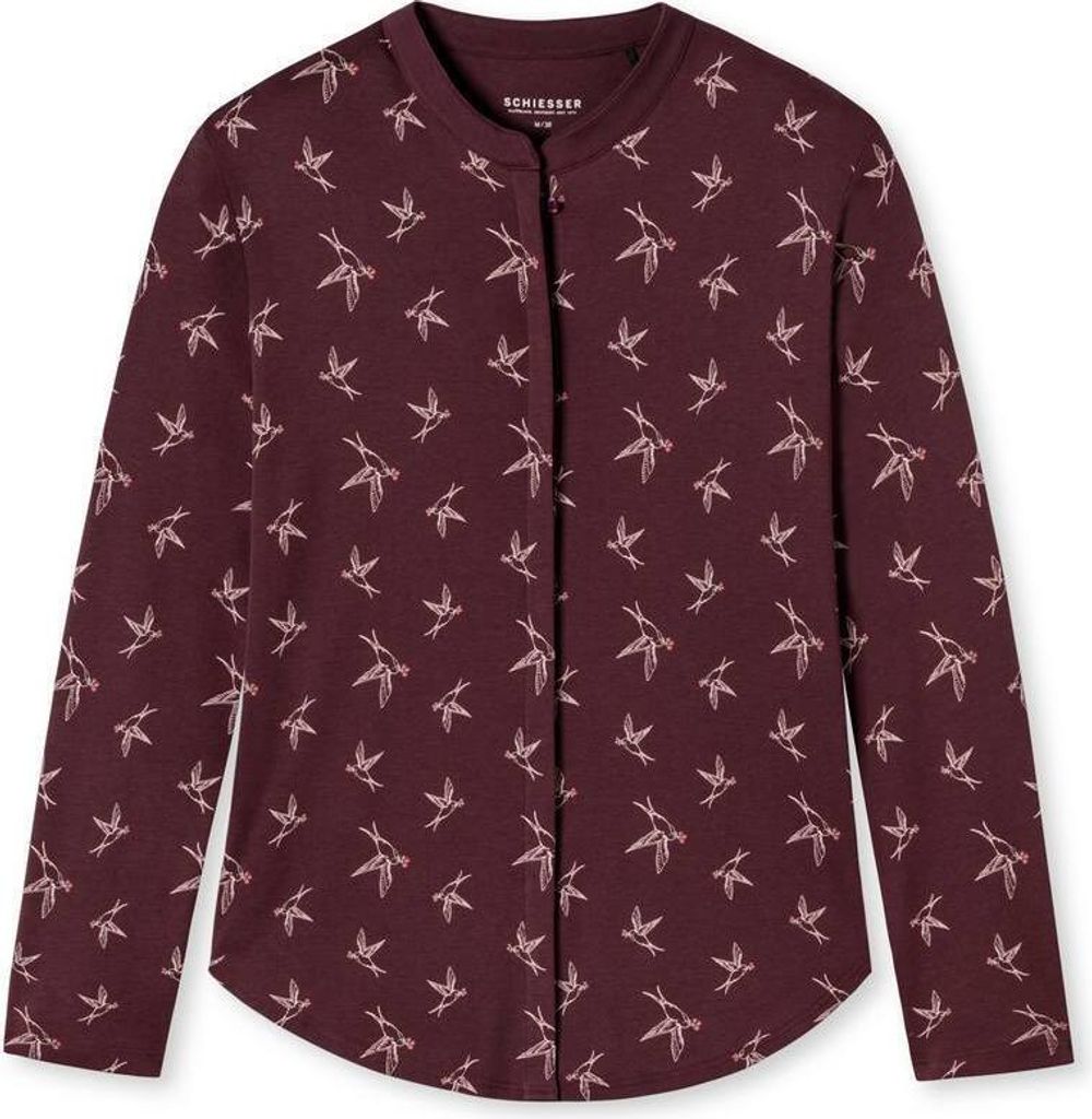 Schiesser Damen Longsleeve Mix & Relax - burgund - Größe 44