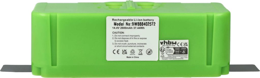 vhbw Akku kompatibel mit iRobot Roomba 640, 671, 681, 665, 614, 675, 652, 600, 677, 680, 670, 676, 615 Saugroboter Grün (2600 mAh, 14,4 V, Li-Ion)