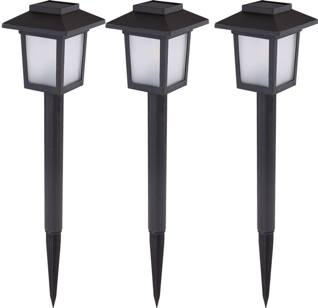 3er Set LED Solarlampen, Laternen Design, Feuereffekt, H 37 cm