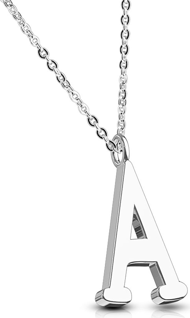 A - Kette Buchstaben Anhänger Silber aus Edelstahl Damen A