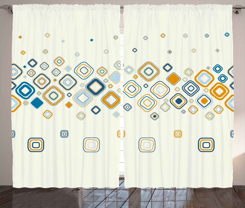 ABAKUHAUS Modern Rustikaler Vorhang, Geometrisch Abstrakt Muster, Wohnzimmer Universalband Gardinen mit Schlaufen und Haken, 280 x 225 cm, Dunkles ...