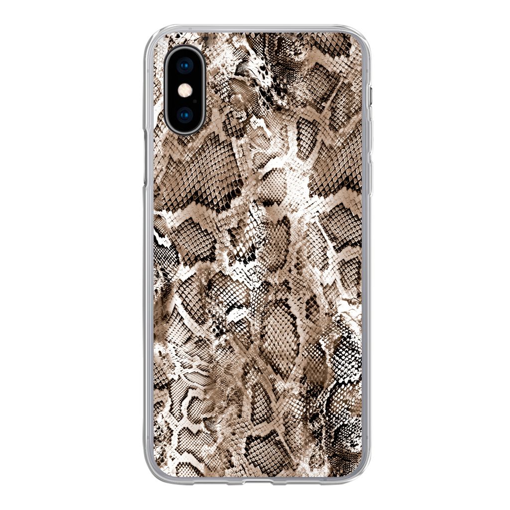 MuchoWow Handyhülle Schutzhülle Hülle für iPhone X Tiermuster - Schlange - Haut Silikon Softcase Handy Hülle - Handyhülle