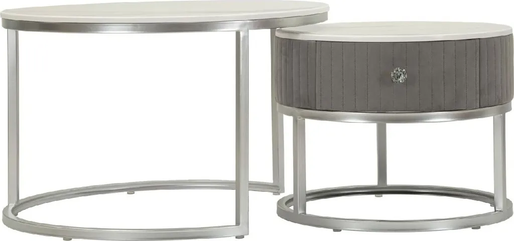 Table basse de salon ronde argentée pour petits espaces et déco chic