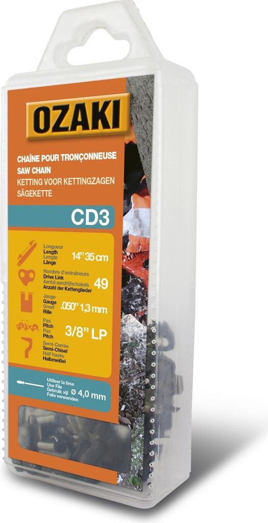 OZAKI Halbquadratische Sägekette: .3/8"LP .050 (1,3 mm) 49 Antriebe