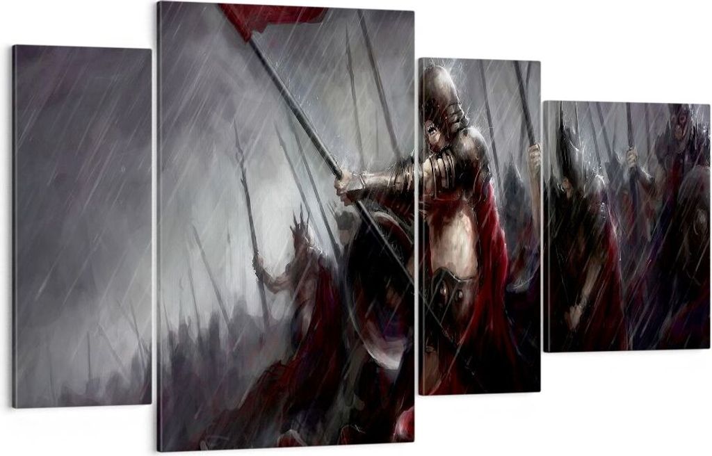 Bild auf Leinwand - Leinwandbild - ritter kampf feld - 120x70cm - Wand Bild - Wanddeko - Wandbilder - Leinwanddruck - Bilder - Kunstdruck - Wanddek...