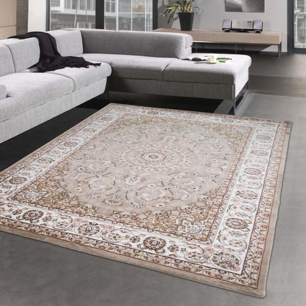 Eleganter Orientteppich mit wunderschönen Verzierungen | | in beige Größe - 120x170 cm