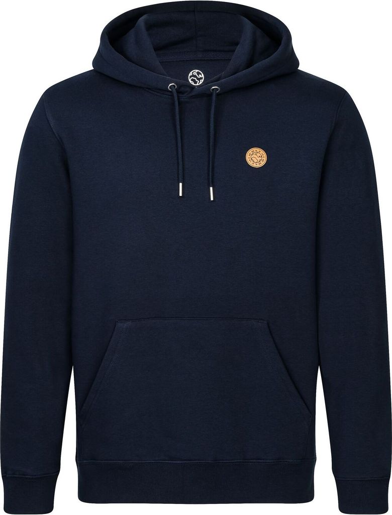 Hoodie uni mit Kapuze und Lederpatch aus Biobaumwolle fair produziert der Marke GRADNETZ