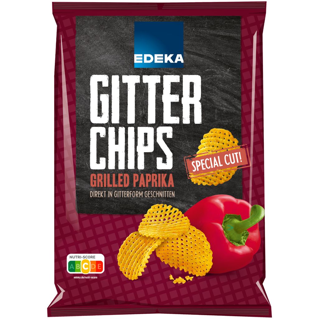 Edeka Gitterchips Grilled Paprika (125g Packung) + usy Produktbild 