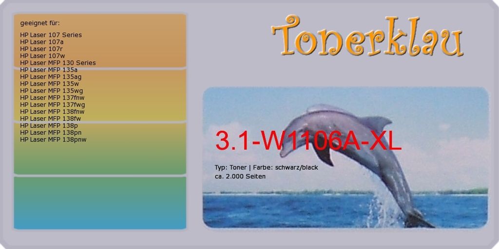 black Toner 3.1-W1106A-XL [ mit Chip ]  kompatibel mit HP Produktbild 
