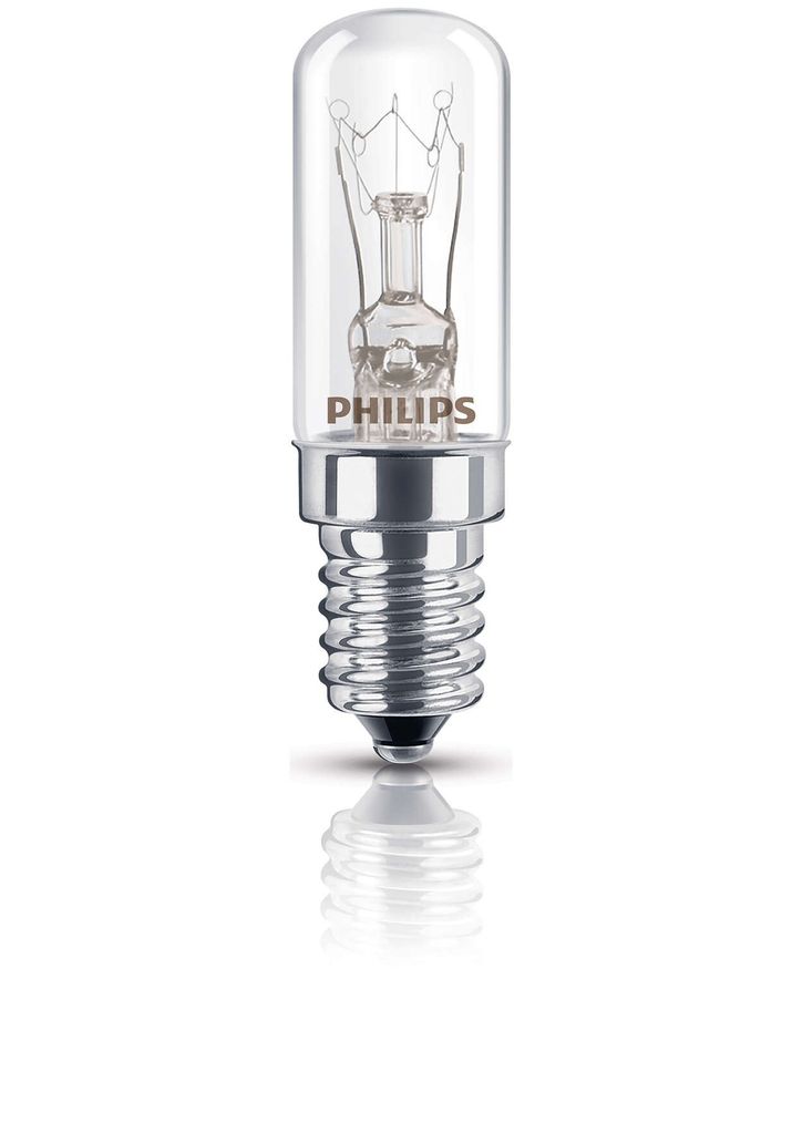 A studio shot of a clear, tubular light bulb with a silver screw base, set against a white background.