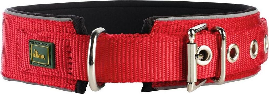 Hundehalsband Hunter Neoprene Reflect Rot