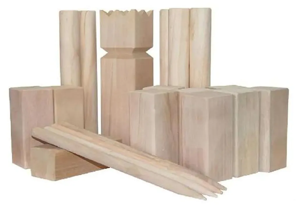 Jeu Kubb Viking 30cm en bois de pin haute densité set complet 2,5kg