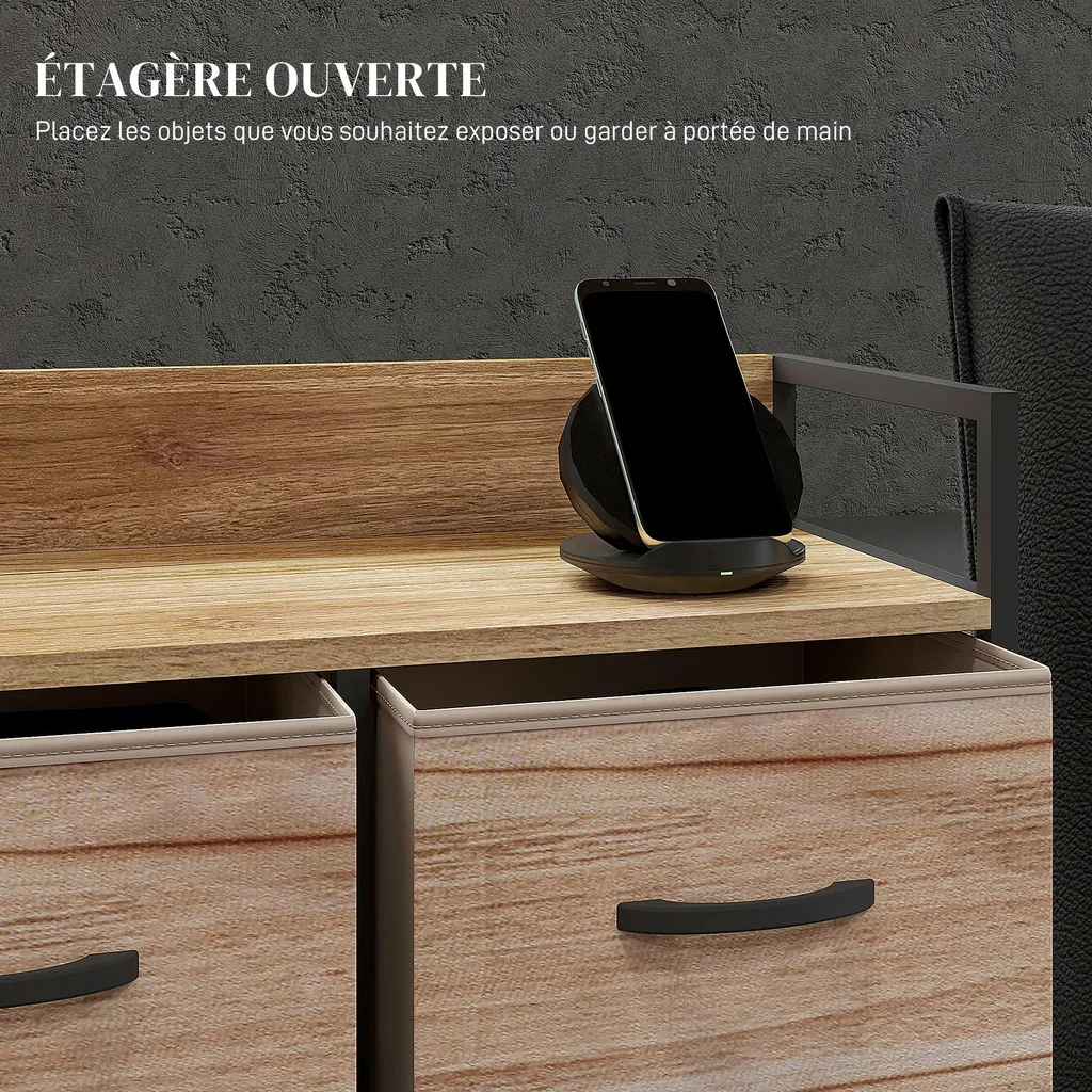 Commode 7 Tiroirs Pliants avec Structure Acier Noir Style Industriel - 4