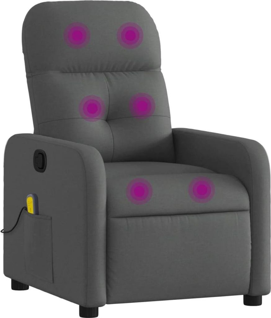 vidaXL Massage-Relaxsessel, Stoff, Dunkelgrau