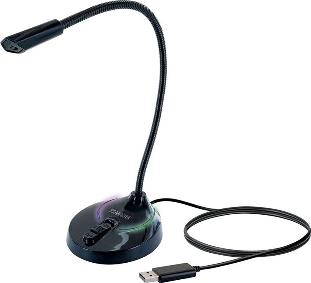 Schwaiger MF200 Gaming Mikrofon mit RGB Beleuchtung ohne störende Hintergrundgeräusche Videokonferenzen USB