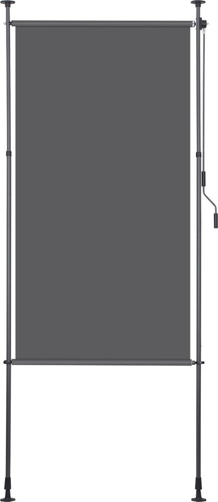 TolleTour Senkrechtmarkise Außenrollo 120 x 270 cm Balkonrollo mit Handkurbel Sichtschutz Vertikalmarkise ohne Bohren Sonnenschutz Windschutz Anth...