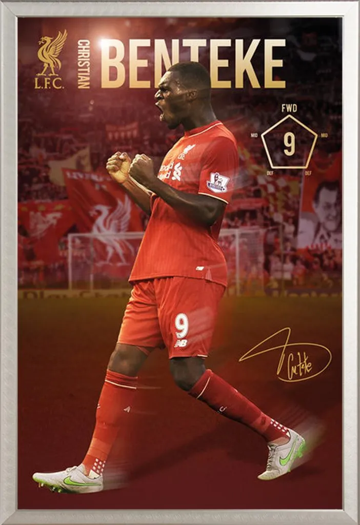 Décoration Murale Liverpool FC : Poster Benteke Encadré pour Chambre