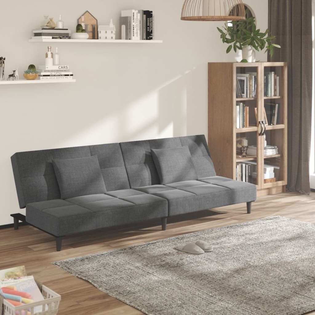 modern sofa-set wohnzimmer - couch schlafsofa bettsofa - schlafcouch  2-sitzer ecksofa - mit 2 kissen hellgrau stoff cloris