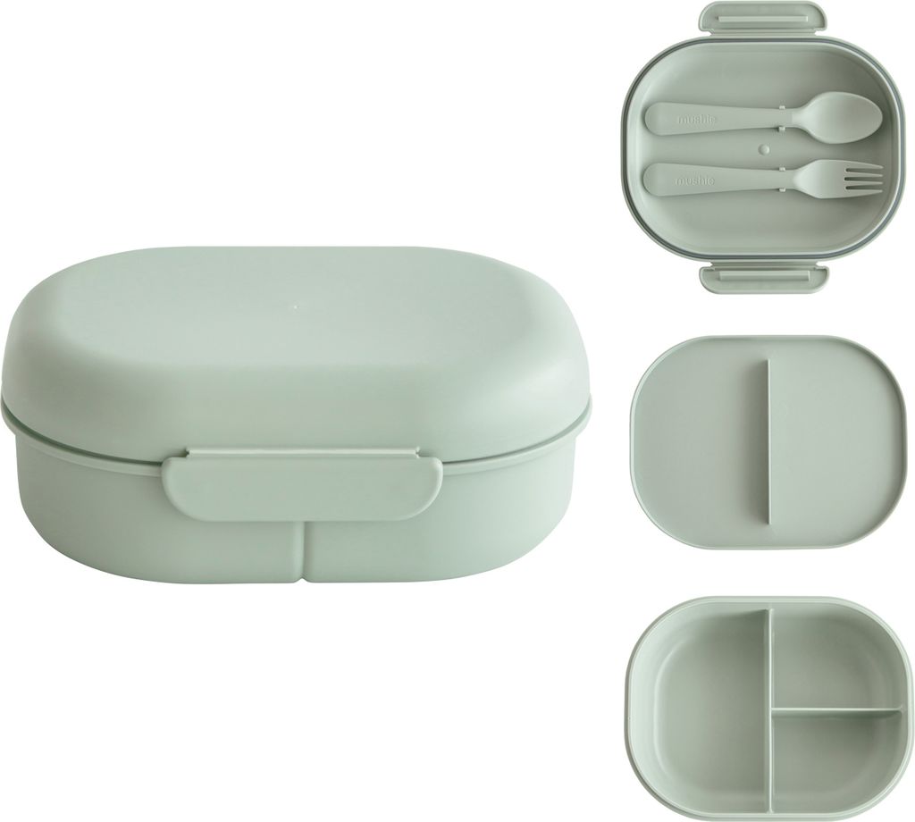 Mushie - Lunchbox Inkl. Besteck - Sage