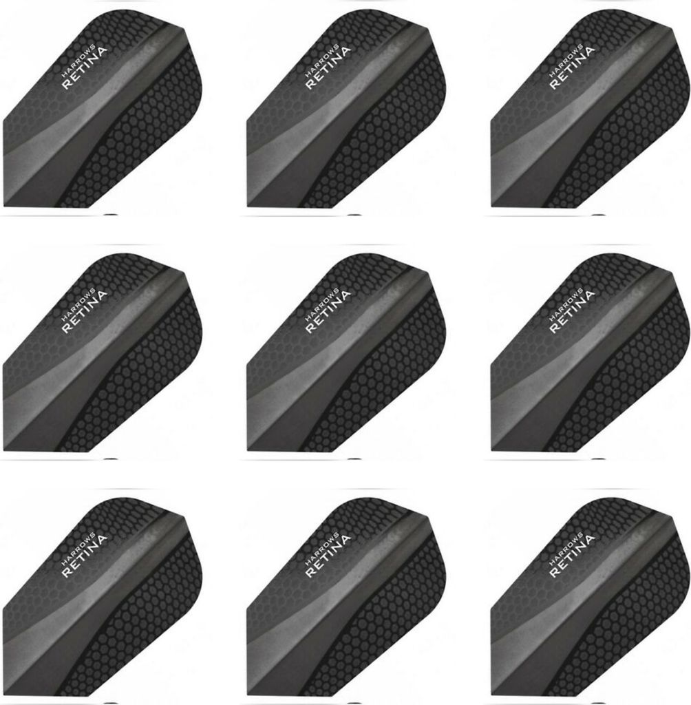Harrows Retina Dart Flights Slim 100 Mikron Schwarz | 3 Sets = 9 Flights