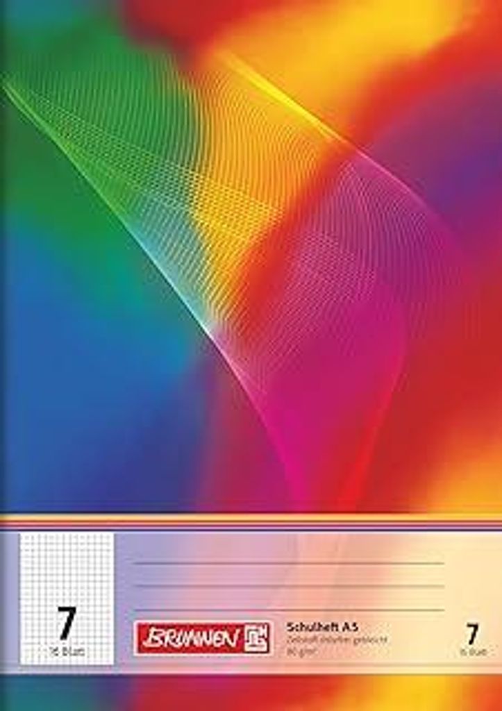 BRUNNEN Schulheft | A5, Lineatur 7, 16 Blatt, mehrfarbig