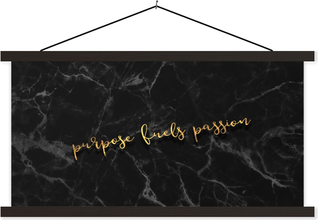 MuchoWow Textilposter Zitate - Motivation - Gold - Marmor 150x75 cm mit schwarzem Rahmen - Posterleiste
