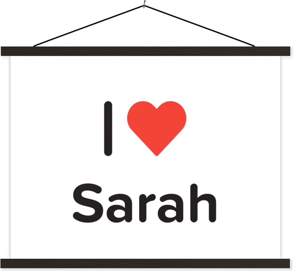 MuchoWow Textilposter Ich liebe - Sarah - Mädchen 120x90 cm mit schwarzem Rahmen - Aufhänger für Poster
