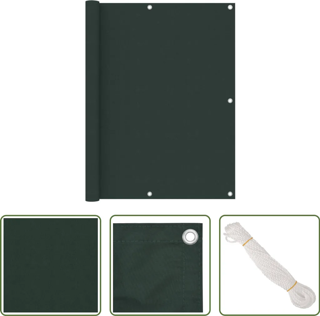 The Living Store Schermo privacy per balcone verde scuro 120x500 cm Tessuto Oxford