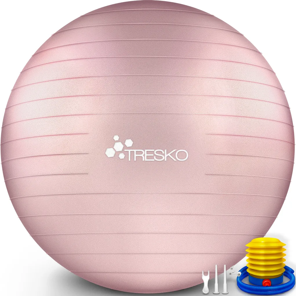 Ballon de yoga anti-éclatement TRESKO 75 cm avec pompe incluse rose