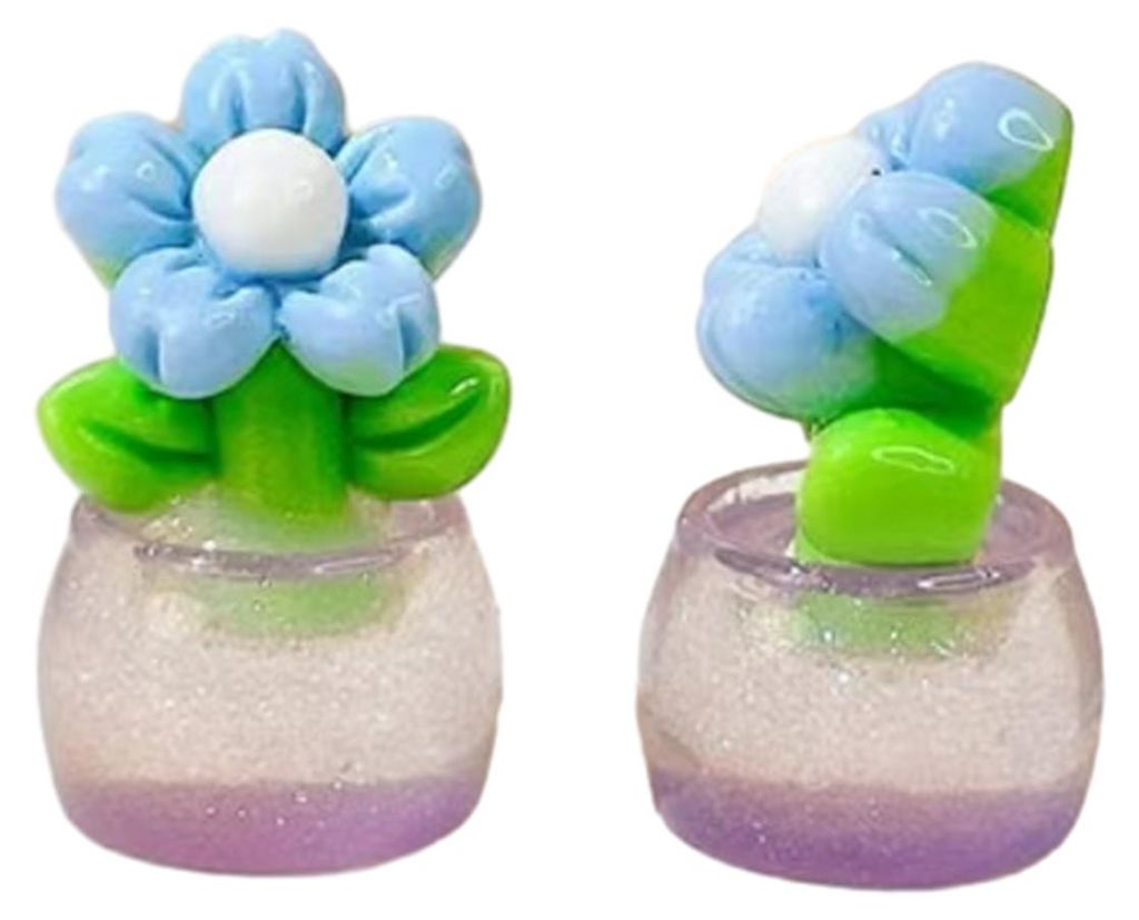 2 Stück Mini-Kunstblumenfiguren aus Kunstharz, winzige, im Dunkeln leuchtende Topfblumen für Puppenhaus, Miniaturlandschaft, Heim- und Bürodekor...