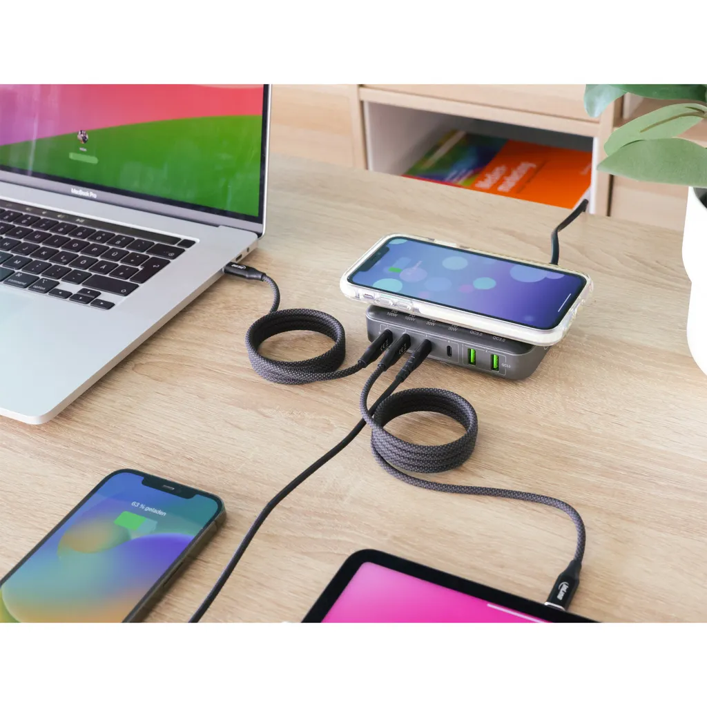 InLine Qi Powerstation Multiport 100W GaN - Alimentatore USB C 6 Porte - 6
