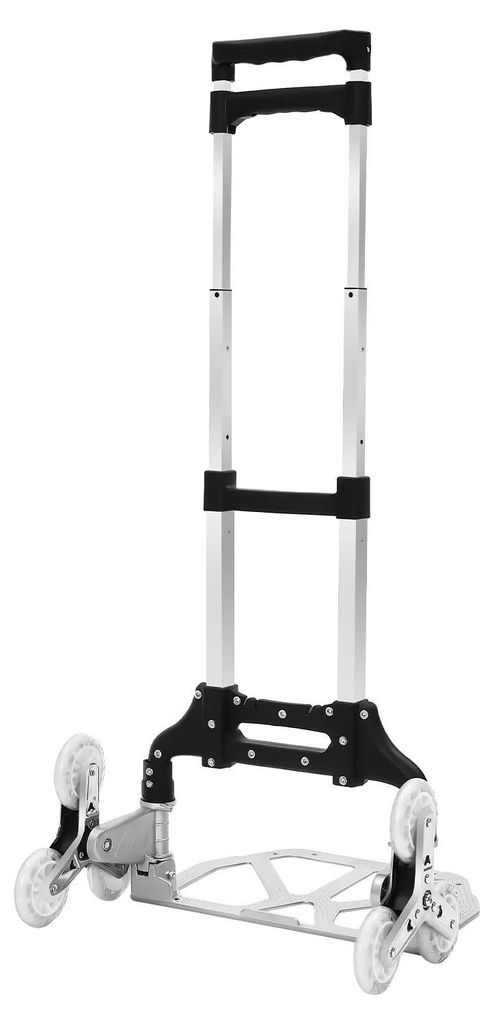 Treppensteiger Einkaufstrolley - Klappbare 6-Rollen Sackkarre - Mit starkem Spanngummi - Für tägliche Einkäufe - Silber