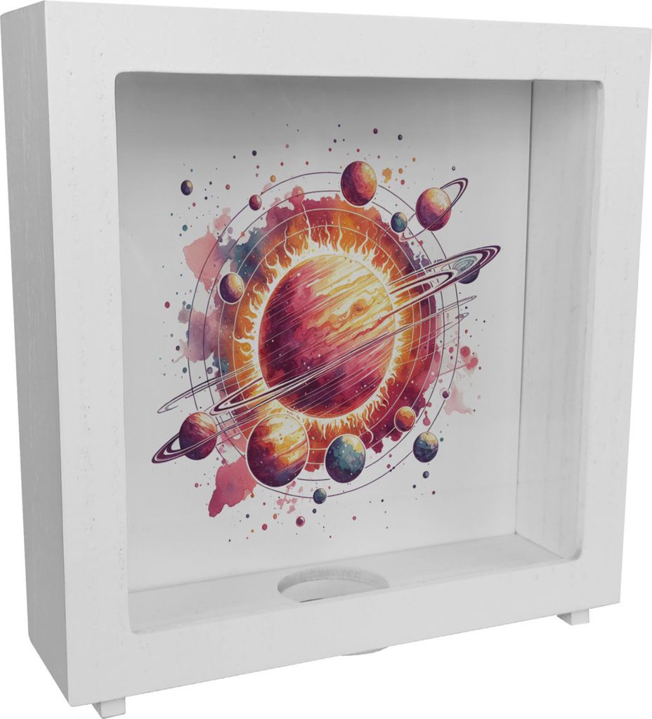 Sonnensystem Planeten Rahmen Spardose aus Holz