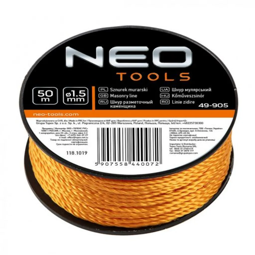 Fil de maçon Neo Tools 50 m cordelette tressée haute résistance chantier