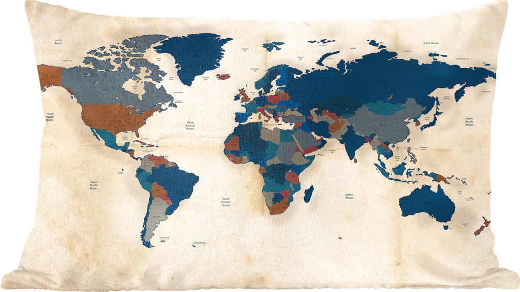 MuchoWow Zierkissen Sofakissen Wohnzimmer Dekokissen 50x30 cm Weltkarte - Vintage - Papyrus - Kinder - Jungen - Mädchen - Wohnzimmerdekoration -...