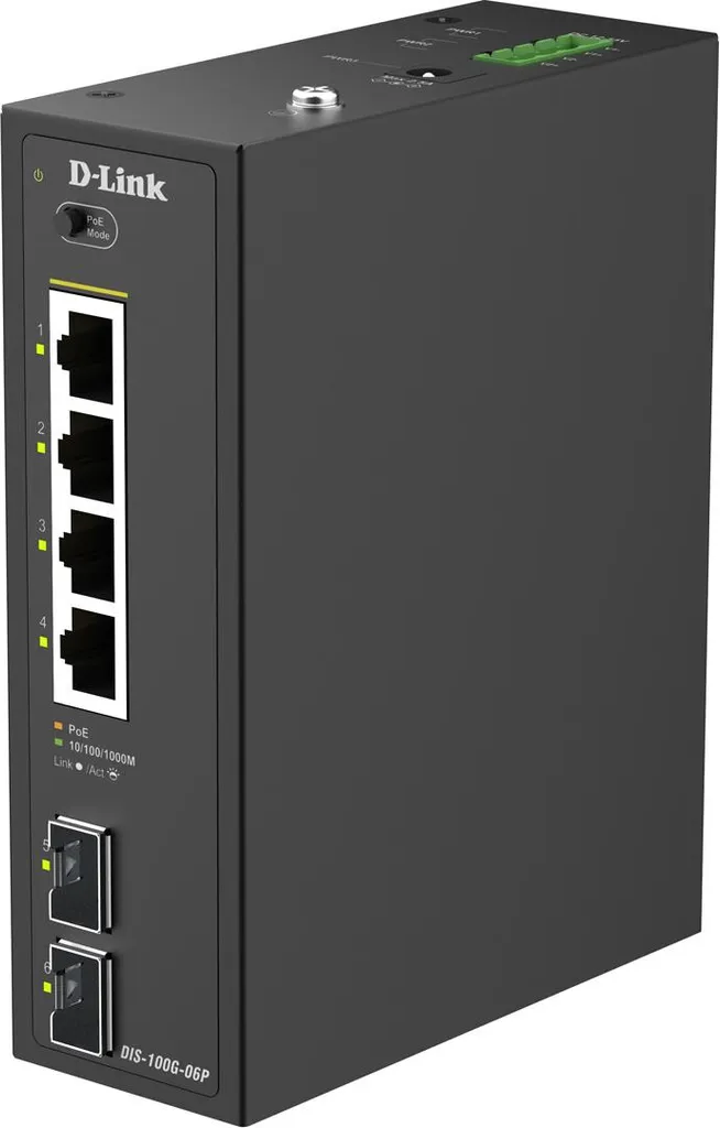 Switch Gigabit PoE 4 ports RJ45 et 2 SFP avec Protection Industrielle