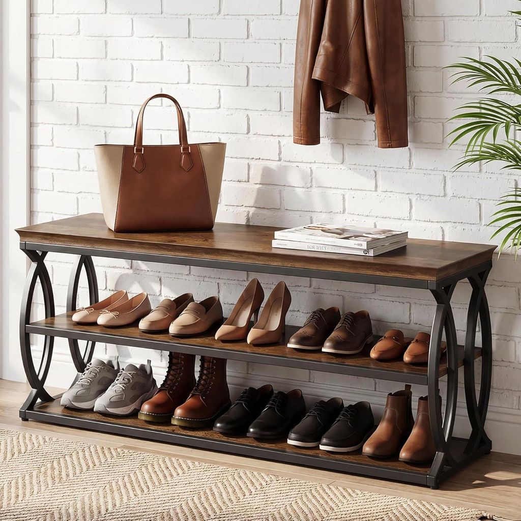 Tribesigns Schuhbank, 3-stöckiges Schuhregal Holz Produktbild 