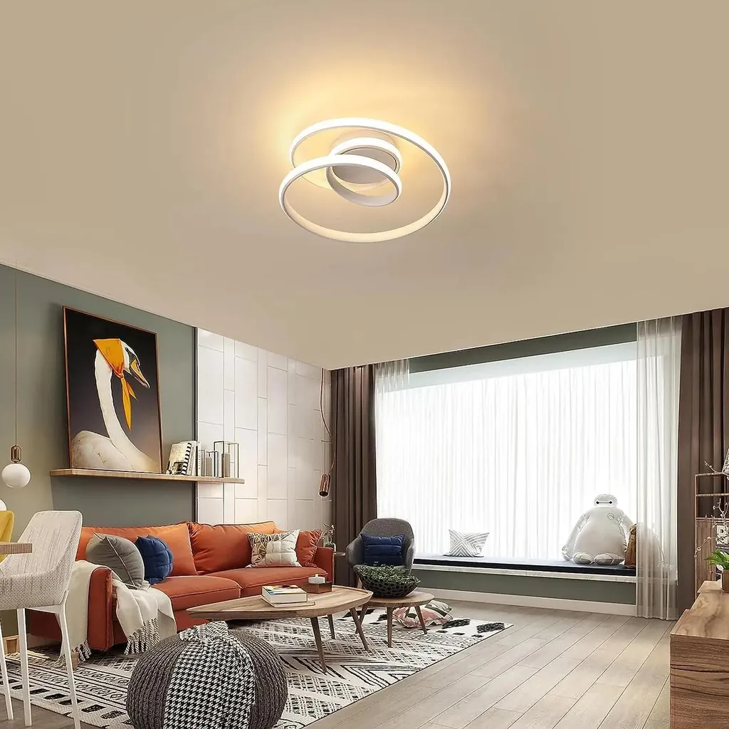 Plafonnier LED design blanc chaud pour éclairage salon et chambre - 4