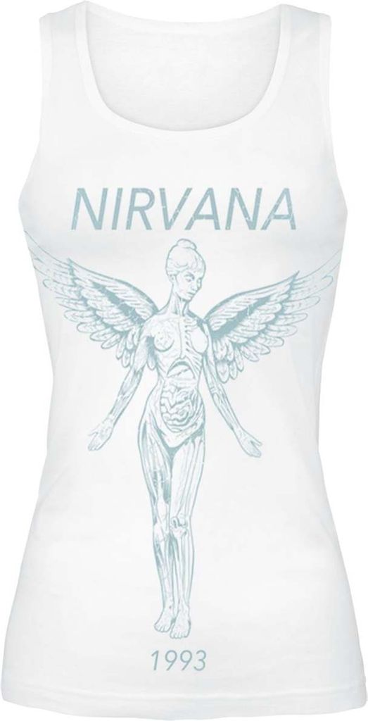 Nirvana Top Damen Angel weiß Band-Merch, Bands 100% Baumwolle M