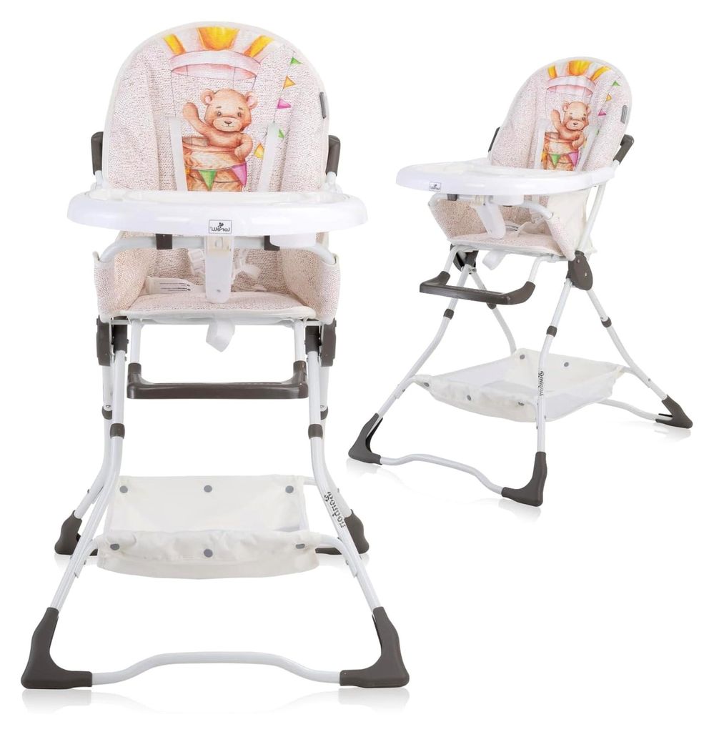 Klappbarer Kinderhochstuhl, Kinderstuhl Bonbon, Hochstuhl für Babys, sicherer und bequemer Babyhochstuhl mit Doppeltablett und Aufbewahrungskorb, ...