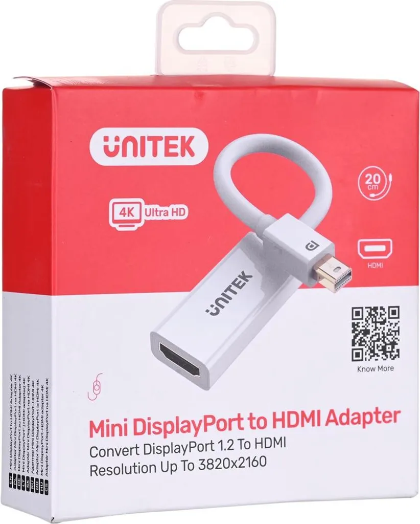 Convertitore Premium Mini DisplayPort a HDMI 4K - Unitek Y-6331 Bianco - 14
