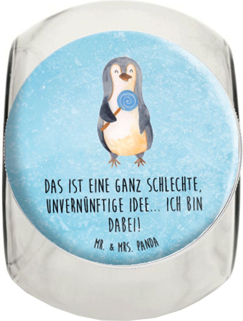 Mr. & Mrs. Panda Frischhaltedose Pinguin Lolli XL 2000ml - Eisblau - Geschenk, Süßigkeiten, Bonboniere, Pinguine, Teedose, Kaffeedose, Glas, Spru...