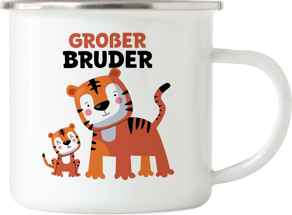 Großer Bruder Emaille Tasse Geschwister Bruderliebe Katzen Geborgenheit Beschützer Welt Liebe Bro Familie Kleinkind