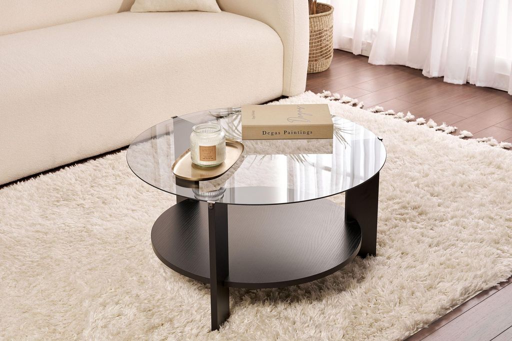 Skye Decor, Clara - Wood Black, Fume, Couchtisch, Holz Schwarz, 100 % Melaminplatte, 75 x 75 x 40 cm