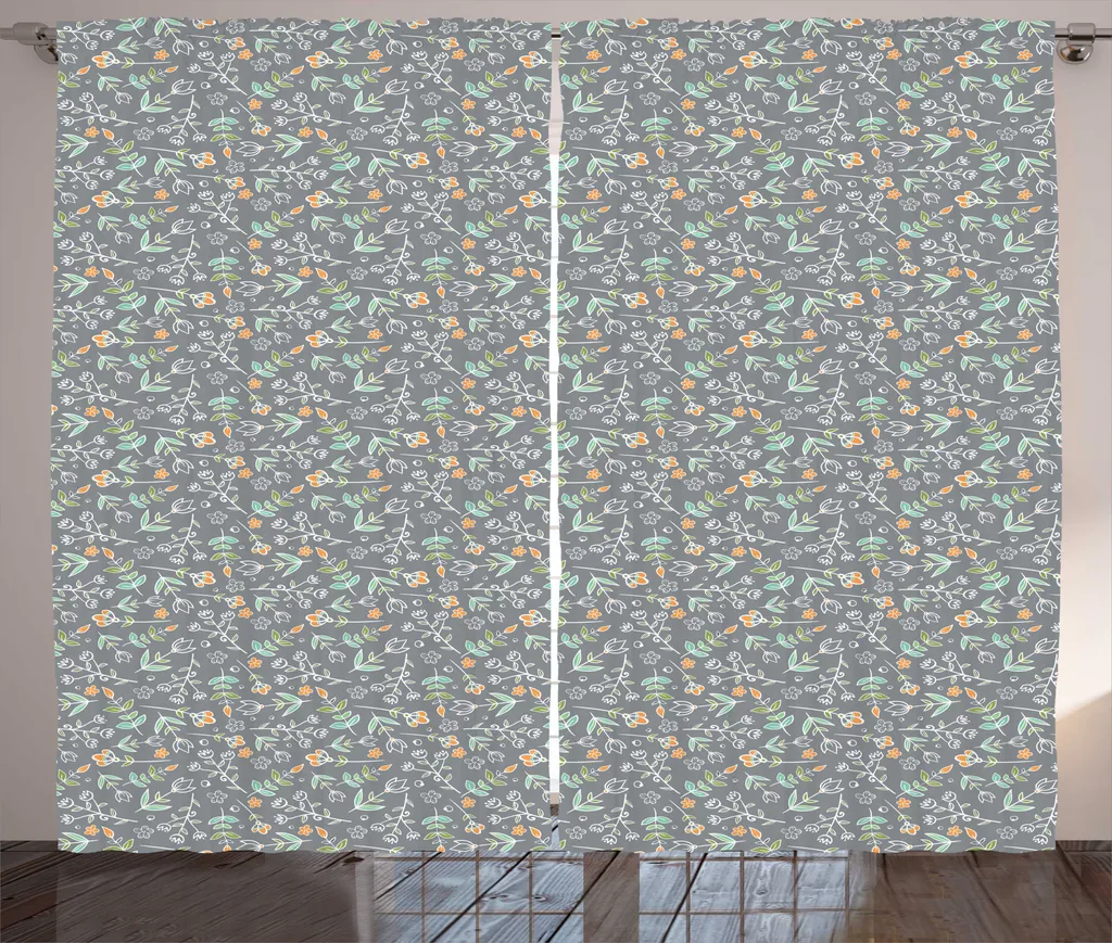 Rideau à Fleurs de Jardin 280x225 cm Tissu Qualité Supérieure Bleu Menthe