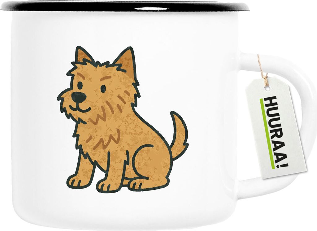 Huuraa Emaille Tasse Norwich Terrier Comic Nori 300ml Vintage Campingbecher Geschenkidee