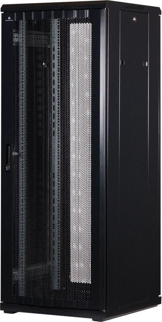 Rockstable 32HE 19 Zoll Serverschrank Netzwerkschrank (BxTxH) 600x600x1600mm mit Gitternetztüren - Türanschlag wechselbar - Türen und Seitenwän...