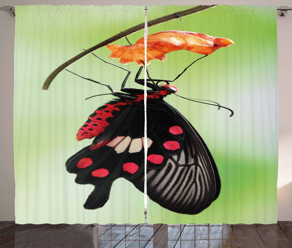 ABAKUHAUS Schwalbenschwanz Rustikaler Vorhang, Öffne Cocoon, Wohnzimmer Universalband Gardinen mit Schlaufen und Haken, 280 x 225 cm, Schwarz Grü...